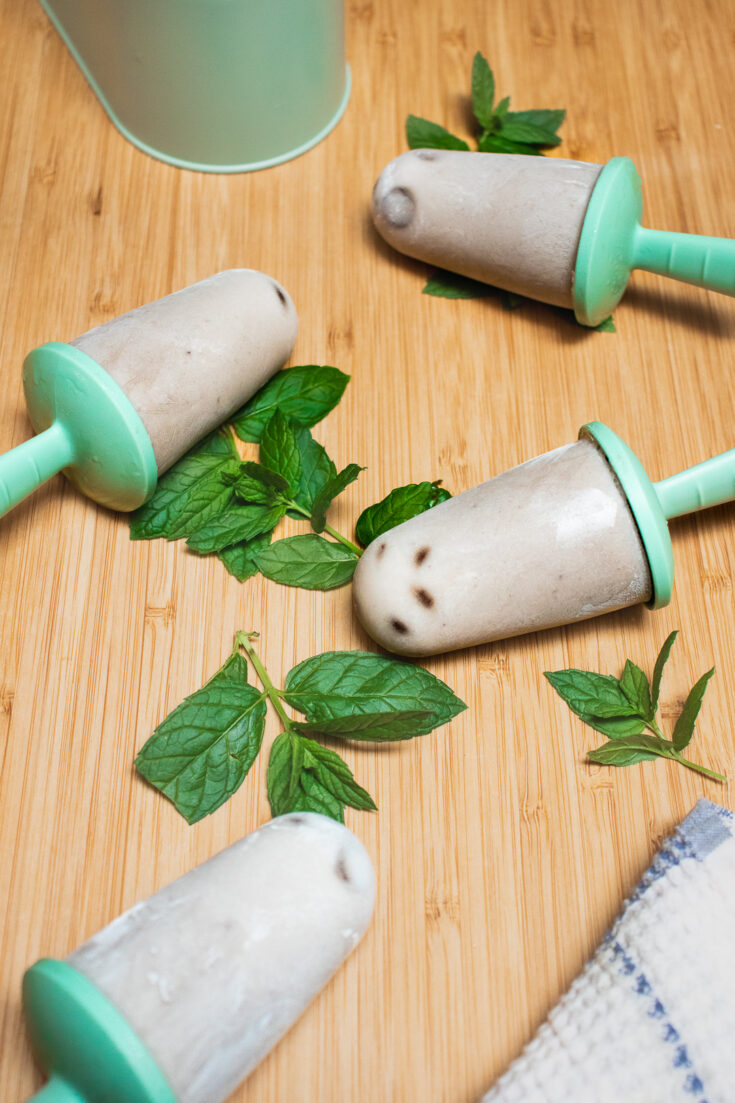 4 Ingredient Mint Chocolate Chip Popsicles